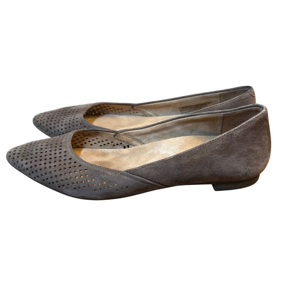 Vionic Ballet Flat Posey Leather Mesh Classic Ortho Pointy Toe Brown Size 6 Wide - Picture 2 of 9